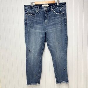 Torrid High Rise Straight Stylish Distressed Ankle Jeans in Dark Blue Size 18R